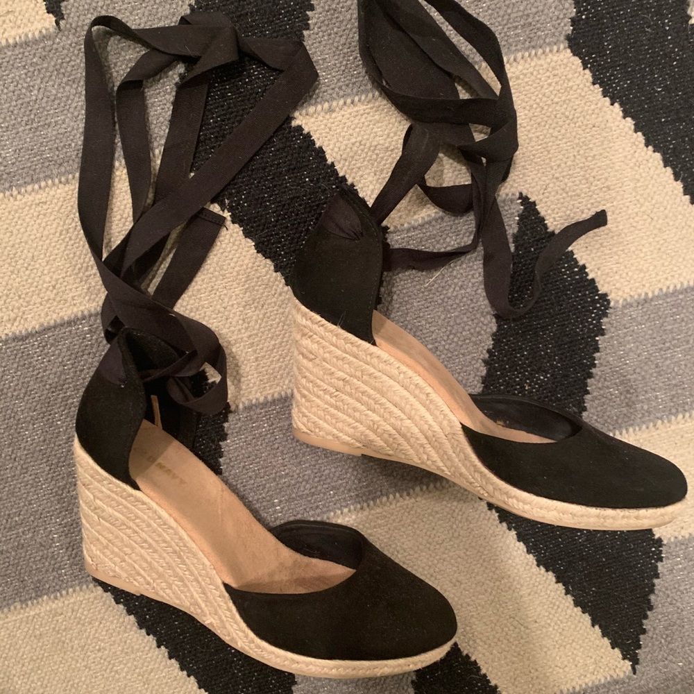 Black lace up wedges- size 8